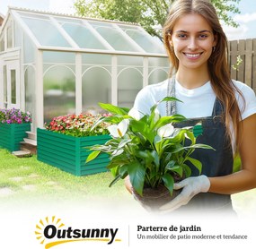 Outsunny Jardinieră ridicată galvanizată dreptunghiulară pentru exterior - fund deschis - 240 x 120 x 60cm, verde | Aosom Romania