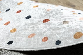 BAMBINO 47890 rotund covor lavabil Puncte pentru copii anti-alunecare - alb / maro