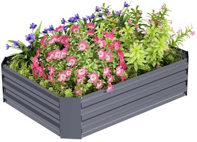 Outsunny Pat înalt din oțel galvanizat, Pat de grădină, Cuva pentru plante, Cuva pentru flori, 120 x 90 x 30 cm, Gri închis | Aosom Romania