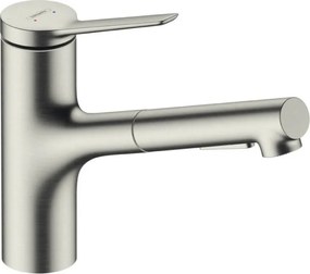 Baterie bucatarie cu dus extractibil crom periat Hansgrohe Zesis M33 150 sBox lite cu 2 jeturi