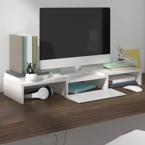 Stand pentru monitor, alb, 60x24x10,5 cm, lemn masiv de pin 1, Alb, 60 x 24 x 10.5 cm