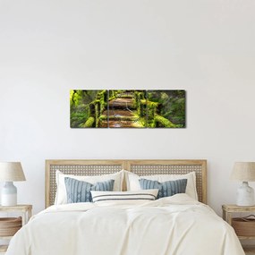 Tablou cu scări într-o pădure tropicală (cu ceas) (90x30 cm)