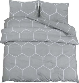 vidaXL Set cu husă de pilotă, gri, 140x200 cm, bumbac