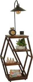 Masuta cu lampadar lemn-metal, Homs, nuc-negru,Seria lx, 40061