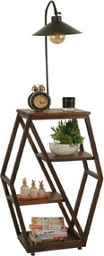 Masuta cu lampadar lemn-metal, Homs, nuc-negru,Seria lx, 40061