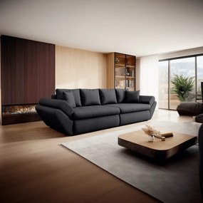 Canapea extensibilă dumonde cu ladă de depozitare si sezut confortabil din spuma high-density, Loana Euphoria Black 300x100 cm