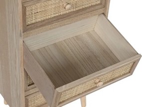 Comoda natur din lemn de paulownia si rattan, 40X30X104 cm