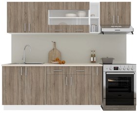 Set haaus V16, Stejar Sonoma Inchis/Alb, Blat Thermo 28 mm, L 240 cm