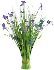 decoDoma Mănunchi de iarbă ornamentală, flori mov, 70 cm