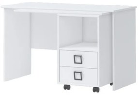 Masa de birou din pal, cu 2 sertare, pentru copii, Kiki RS Alb, L125xl60xH76 cm