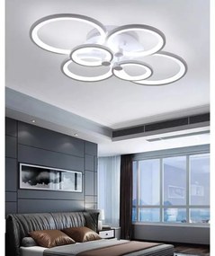 Lustra Led , 6 Cercuri, Alba, Esn 6626 -6 Wh 196 w