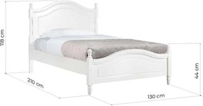 Pat lemn masiv alb Elizabeth Princess 120x200cm - Cu somiera