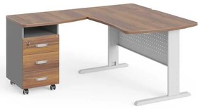 Statie de lucru de colt Manager 140 x 160 cm, stânga, nuca warmia / gri