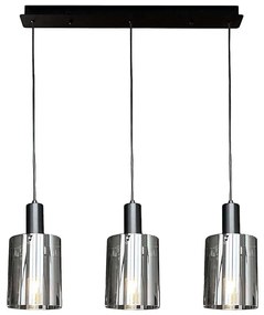 Lustră pe cablu ARCADIA 3xE27/60W/230V negru/fumuriu