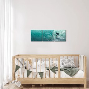 Tablou cu surferi (cu ceas) (90x30 cm)