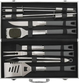 Set 11 ustensile de grătar cu servietă Cattara Alu Grey Line