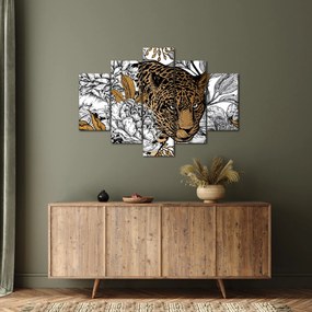 Tablou - Leopard între flori (150x105 cm)