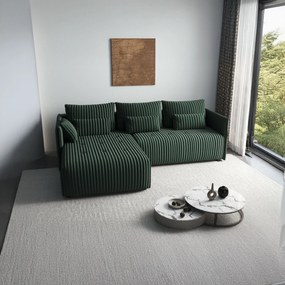 Colțar extensibil dumonde cu ladă de depozitare si sezut confortabil din spuma high-density, Malta Ambience Verde II 235x185 cm