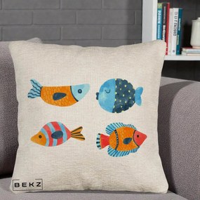 Perna Decorativa Pesti Acuarela, 40x40 cm, Bej Canapea, Husa Detasabila, Perna Inclusa, BEKZ®