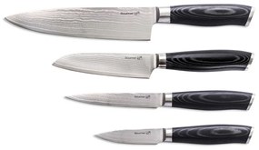 Set de cuțite G21 Gourmet Damascus în bloc debambus 4 bucăți + piatră de ascuțit
