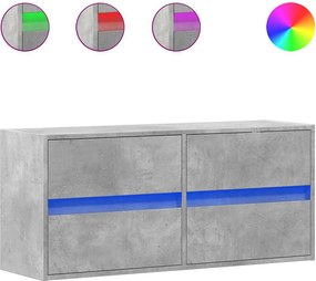 vidaXL Comodă TV de perete cu lumini LED, gri beton, 100x31x45 cm