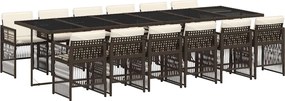 vidaXL Set mobilier de grădină, 13 piese, maro, cu perne, poliratan