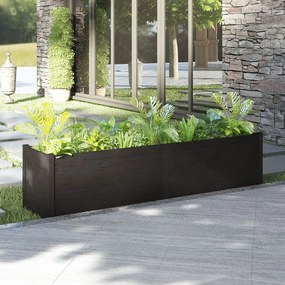 Jardiniera de gradina, negru, 200x50x50 cm, lemn masiv de pin Negru, 1, 1