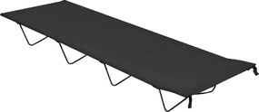 vidaXL Pat de camping, negru, 180x60x19 cm, țesătură oxford și oțel