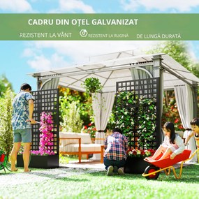 Outsunny Jardinieră cu spalier, paravan de intimitate, pat ridicat pentru grădină din oțel galvanizat, pentru plante cățărătoare, 89x40x178cm, negru | Aosom Romania