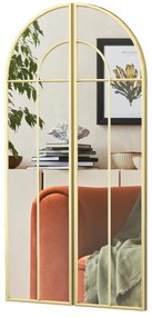 HOMCOM Miroir mural arc 30 x 120 cm, mare miroir decorativ cu ramă metalică, pentru living, cameră, hol, nuanță auriu | Aosom Romania