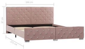 Cadru de pat, roz, 160 x 200 cm, material textil Roz, 160 x 200 cm