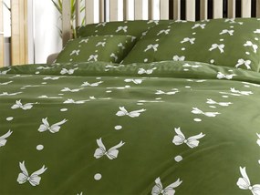 Lenjerie din microflanel WHITE BOW verde Dimensiune lenjerie de pat: 70 x 90 cm | 140 x 200 cm
