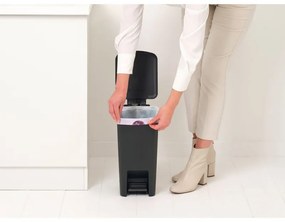 Coș cu pedală Brabantia StepUp 1008476, 10 L, Materiale ecologice, Deschidere mare, Gri închis