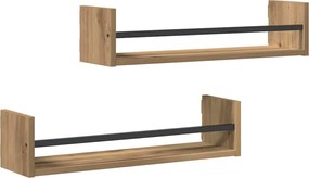 vidaXL Raft de perete Pe perete 2 pcs Stejar Artizanal 60 x 16 x 14 cm