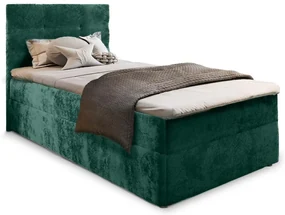 Pat boxspring tapițat GLORIEN VELVET 90x200 cm verde inchis Saltea: Saltea cu arcuri Bonell