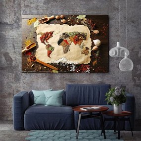Tablou Canvas - Spices world map 70 x 110 cm