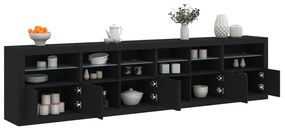 vidaXL Dulap cu lumini LED, negru, 283x37x67 cm
