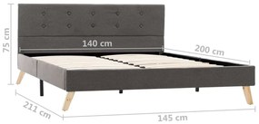 Cadru de pat, gri taupe, 140 x 200 cm, material textil Gri taupe, 140 x 200 cm