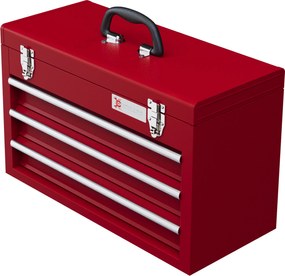 DURHAND Cutie pentru scule cu 3 sertare, compartiment superior, încuietori din oțel, mâner, 51x22x32 cm, Roșu | Aosom Romania