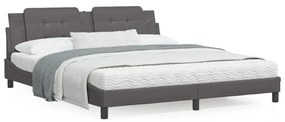 3208201 vidaXL Cadru de pat cu tăblie, gri, 180x200 cm, piele ecologică