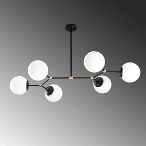 Lustra 6 Becuri Damar - 6321, Soclu E27, Max. 40W, Culoare Negru / Alb