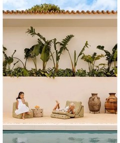 Fotoliu de copii verde cu tapițerie din țesătură bouclé/cu tapițerie din chenille Terrazzo Moon – Wigiwama