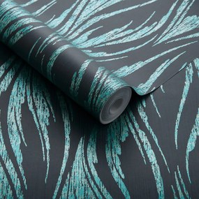 Tapet Ripple, Mineral Green and Black Luxury Feature, 1838 Wallcoverings, 5.3mp / rola