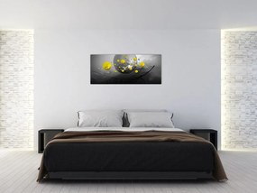 Tabloul - bile abstracte galbene (120x50 cm)