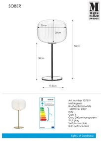 Lampă de masă Markslöjd 107819 SOBER 1xE27/60W/230V albă/alamă