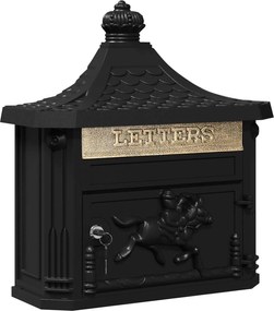 vidaXL Cutie Poștală Montată pe Perete cu ușă Negru 40,5 x 16 x 45 cm