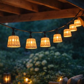 Ghirlandă luminoasă din bambus cu ștecher 8m, incluzând LED 10 lumini IP44 - Ibiz