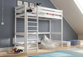 Pat Samio 80x190 copii supraetajat - culoare alb