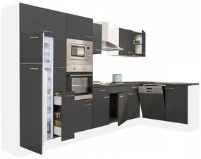 Dulap de bucătărie de colț Yorki 370, corp alb, cu față antracit satinat