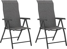 vidaXL Scaune Rabatabile De Gradina 2 buc., gri, poliratan